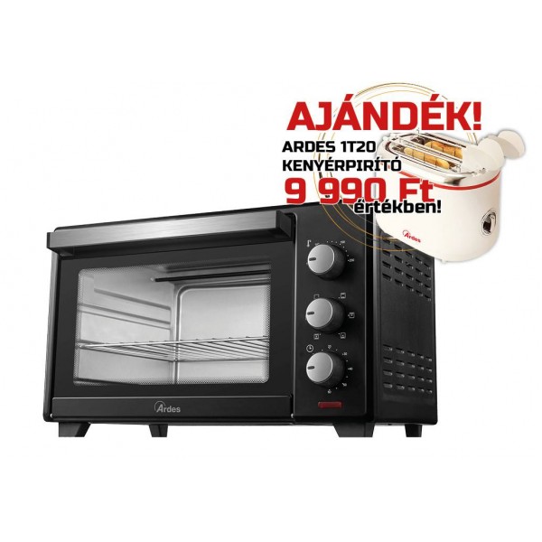 ARDES 6231B 30 literes légkeveréses elektromos mini sütő ajándék ARDES 1T20 kenyérpirítóval ARDES 6231B 30 literes légkeveréses elektromos mini sütő ajándék ARDES 1T20 kenyérpirítóval