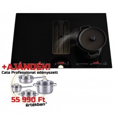Elektromos Főzőlap - SIRIUS - Beépíthető indukciós főzőlap beépített elszívóval S-DDH6 78 cm + CATA - PROFESSIONAL edényszett